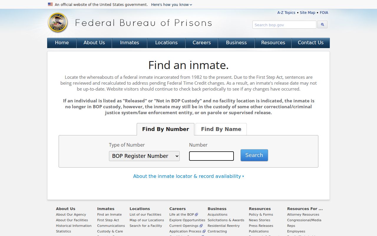 Federal inmate locator distinguished from Cedar County arrest and booking records