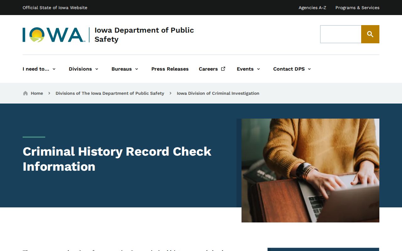 Iowa DCI criminal history options for Cedar County arrest records