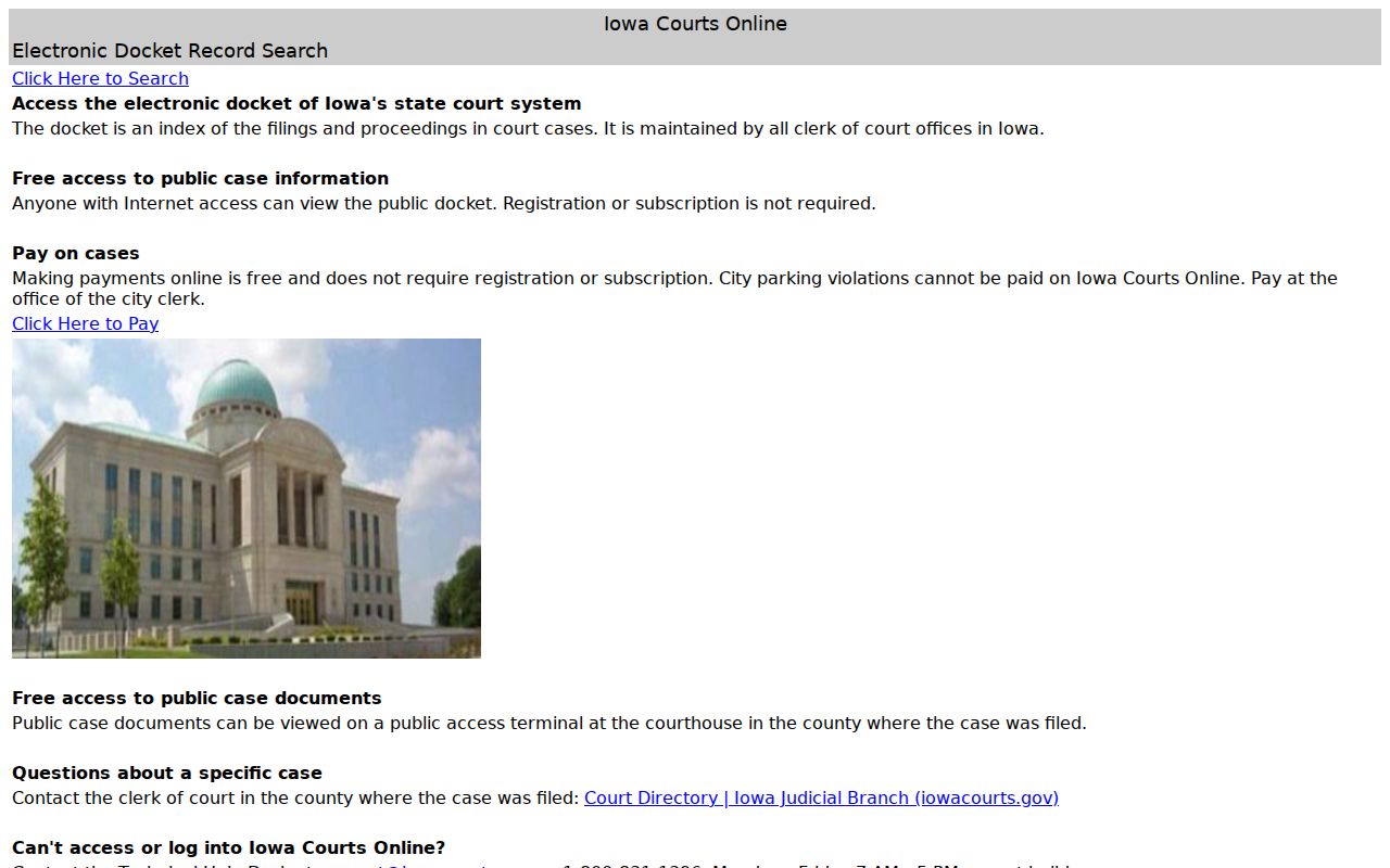Cedar County court case lookup in Iowa Courts Online