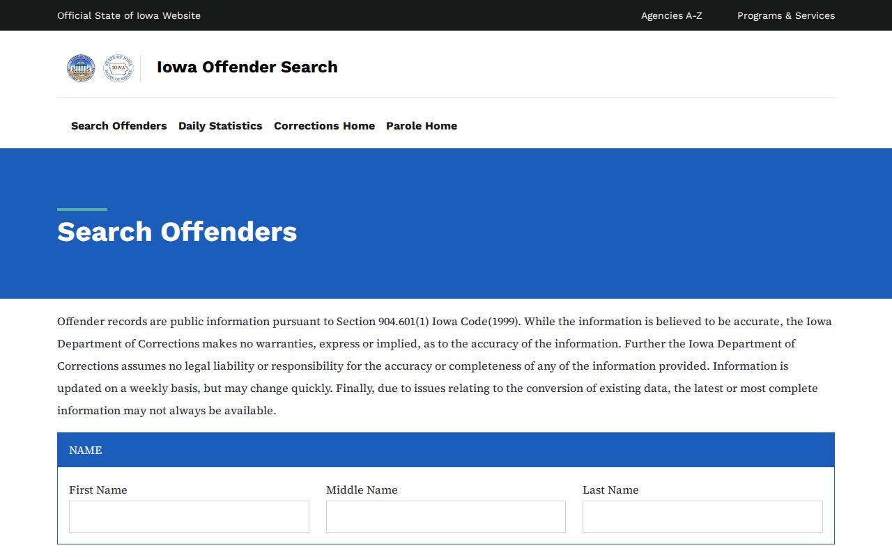 Iowa corrections search for Cedar County criminal records
