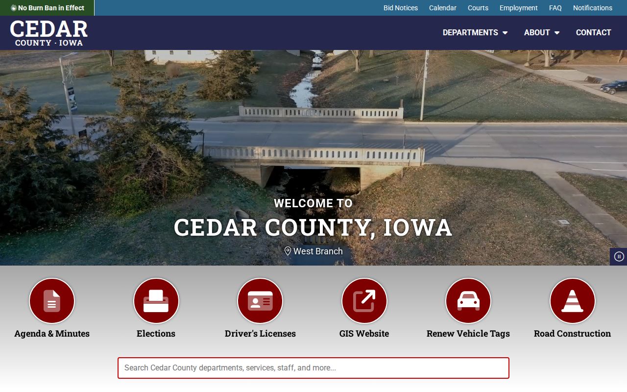 Cedar County criminal record offices on the official county website