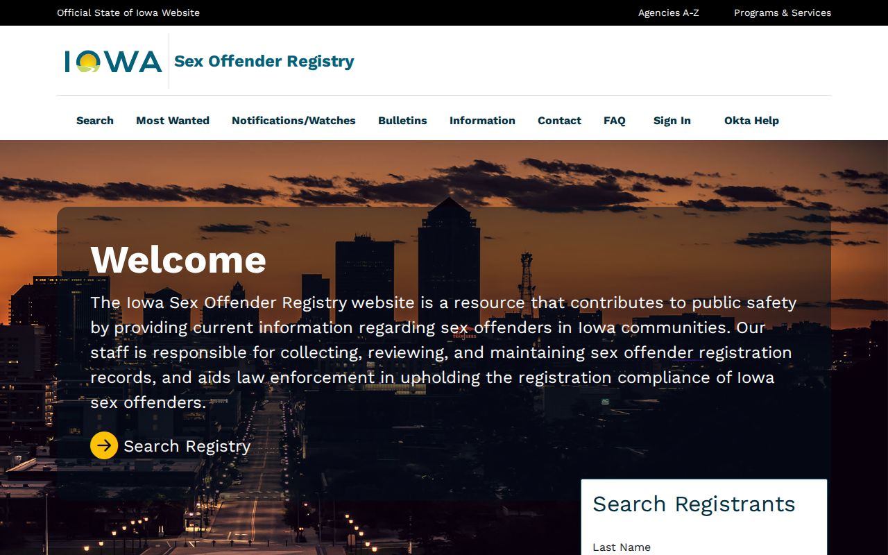 Iowa registry search for Cedar County sex offender lookup