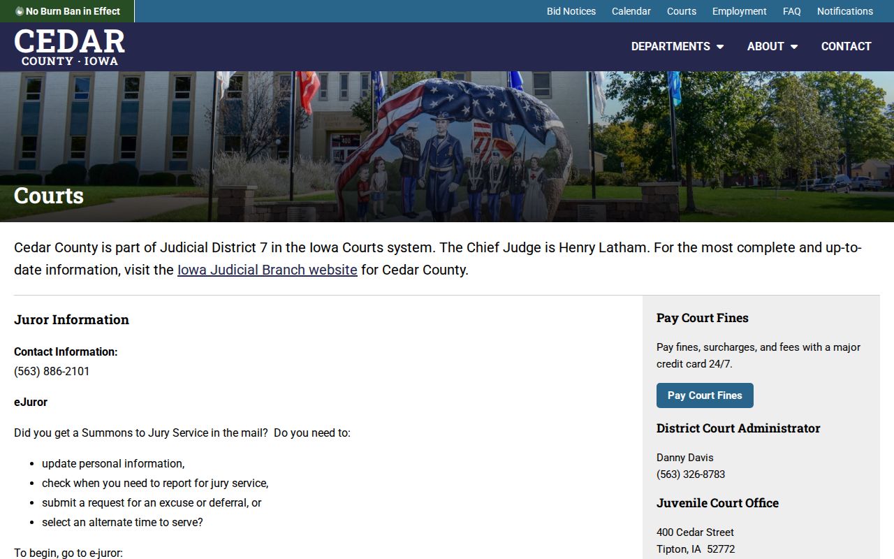 Tipton criminal court record destination in Cedar County