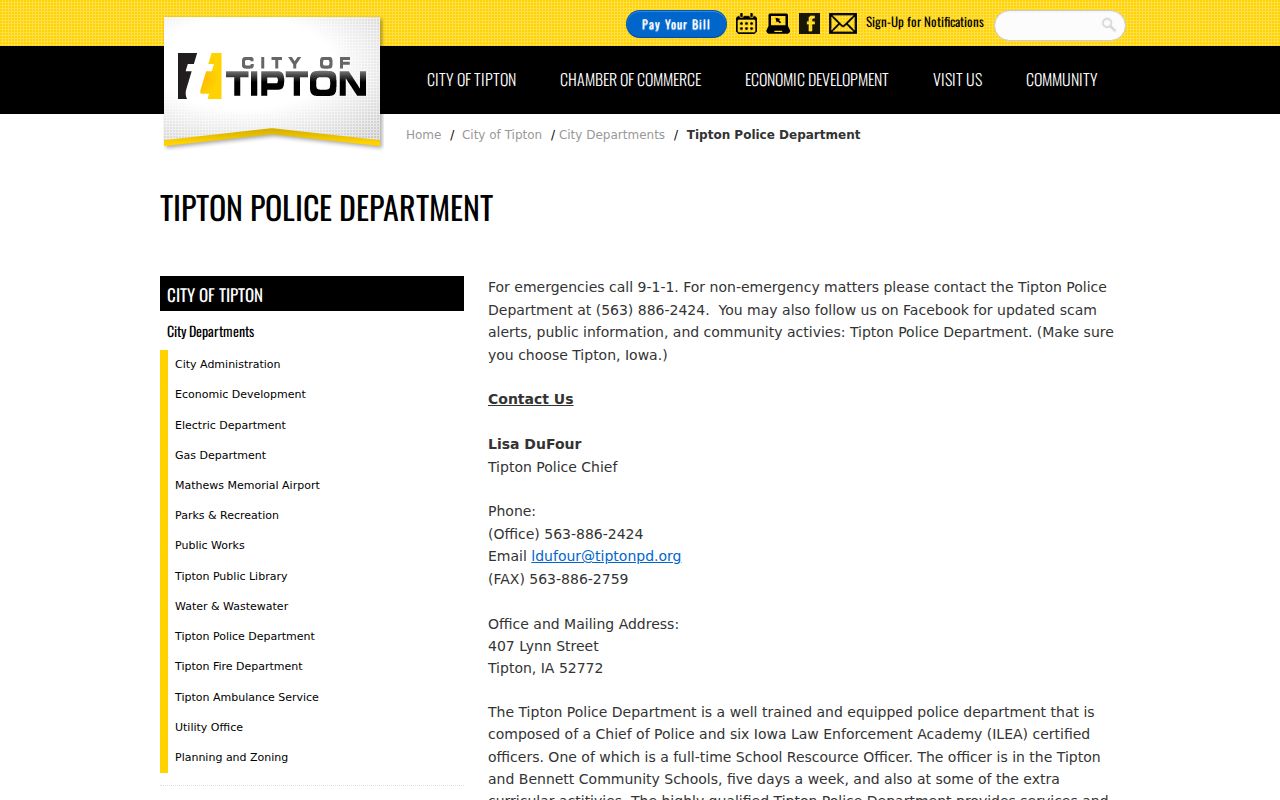 Tipton police records and weekly call log source