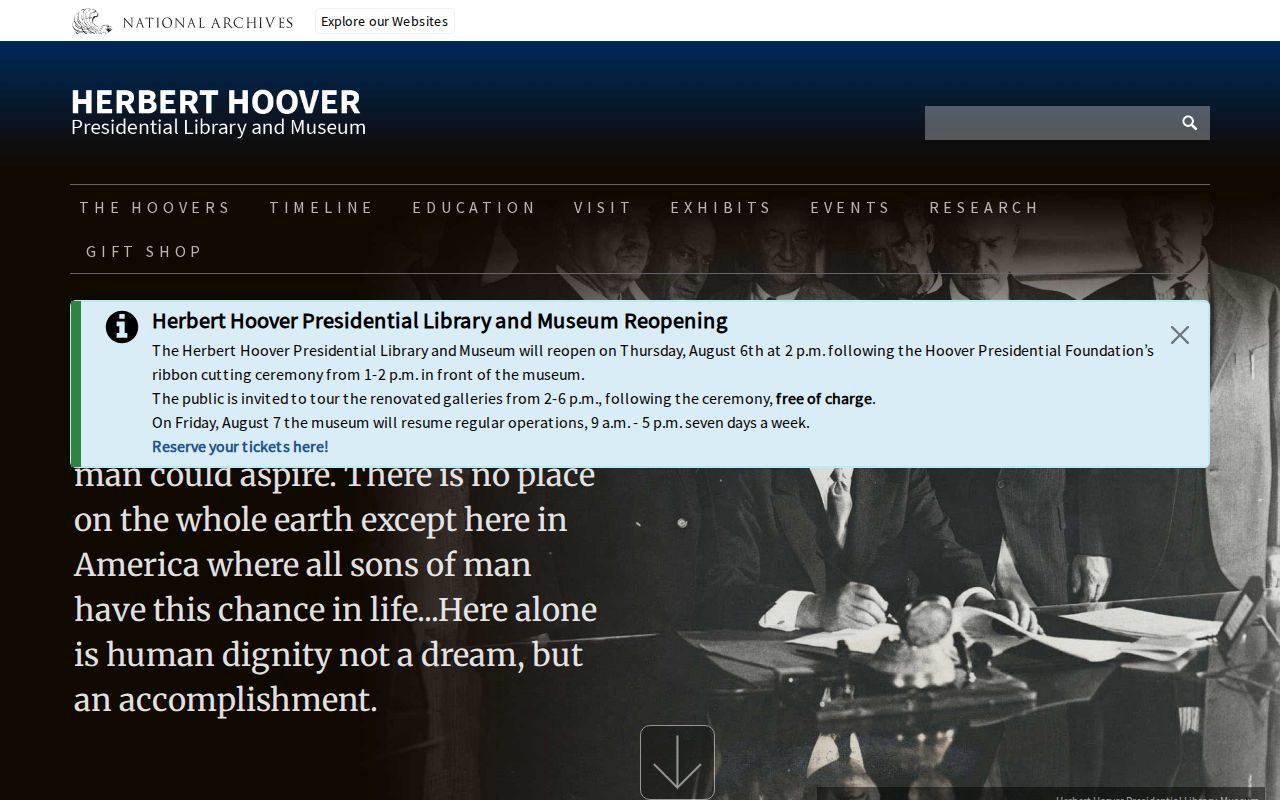 West Branch archival records at the Hoover Presidential Library