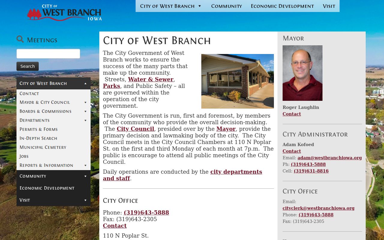 West Branch city record request and criminal history source